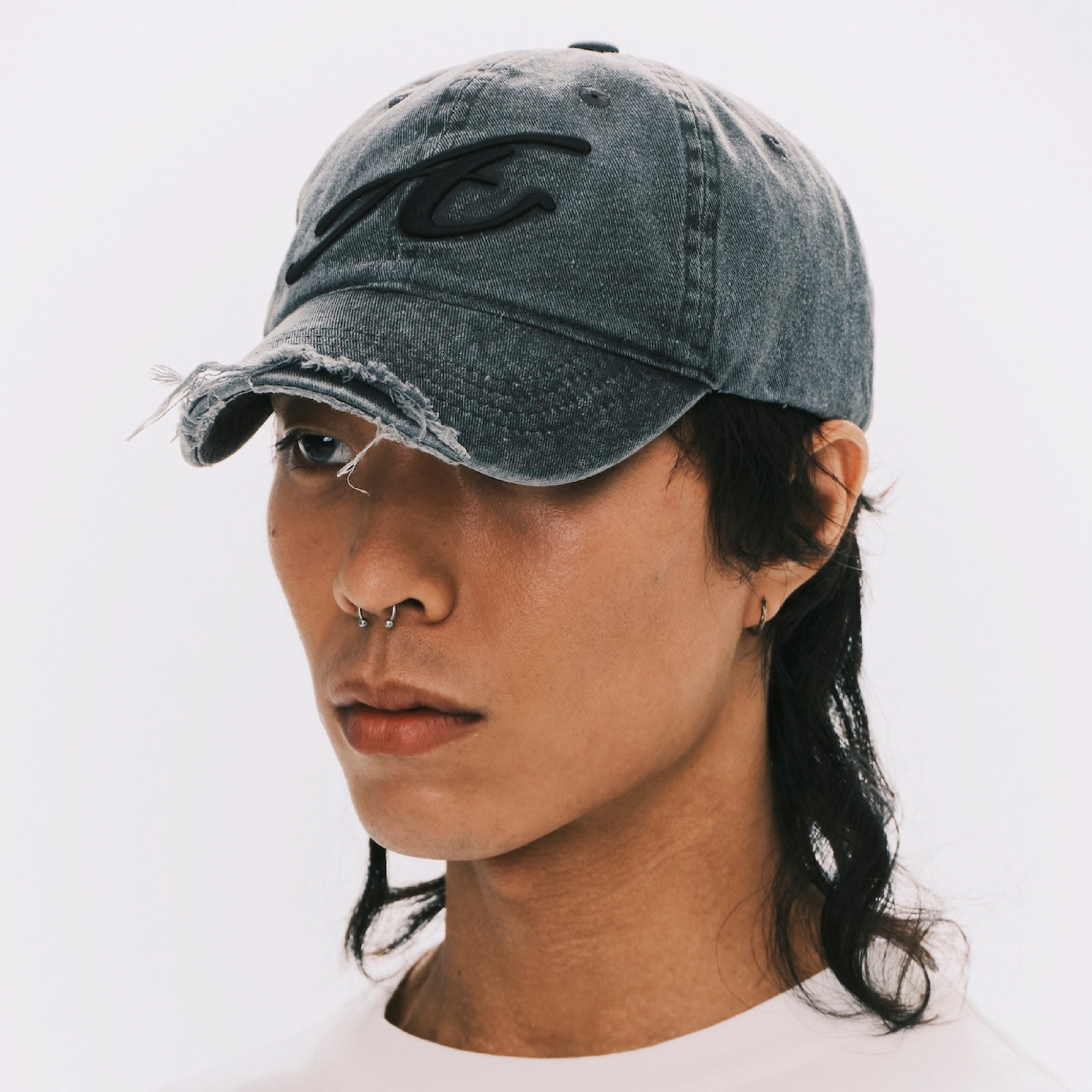 ANOWHEREMAN Raw Edge Baseball Cap - Grey
