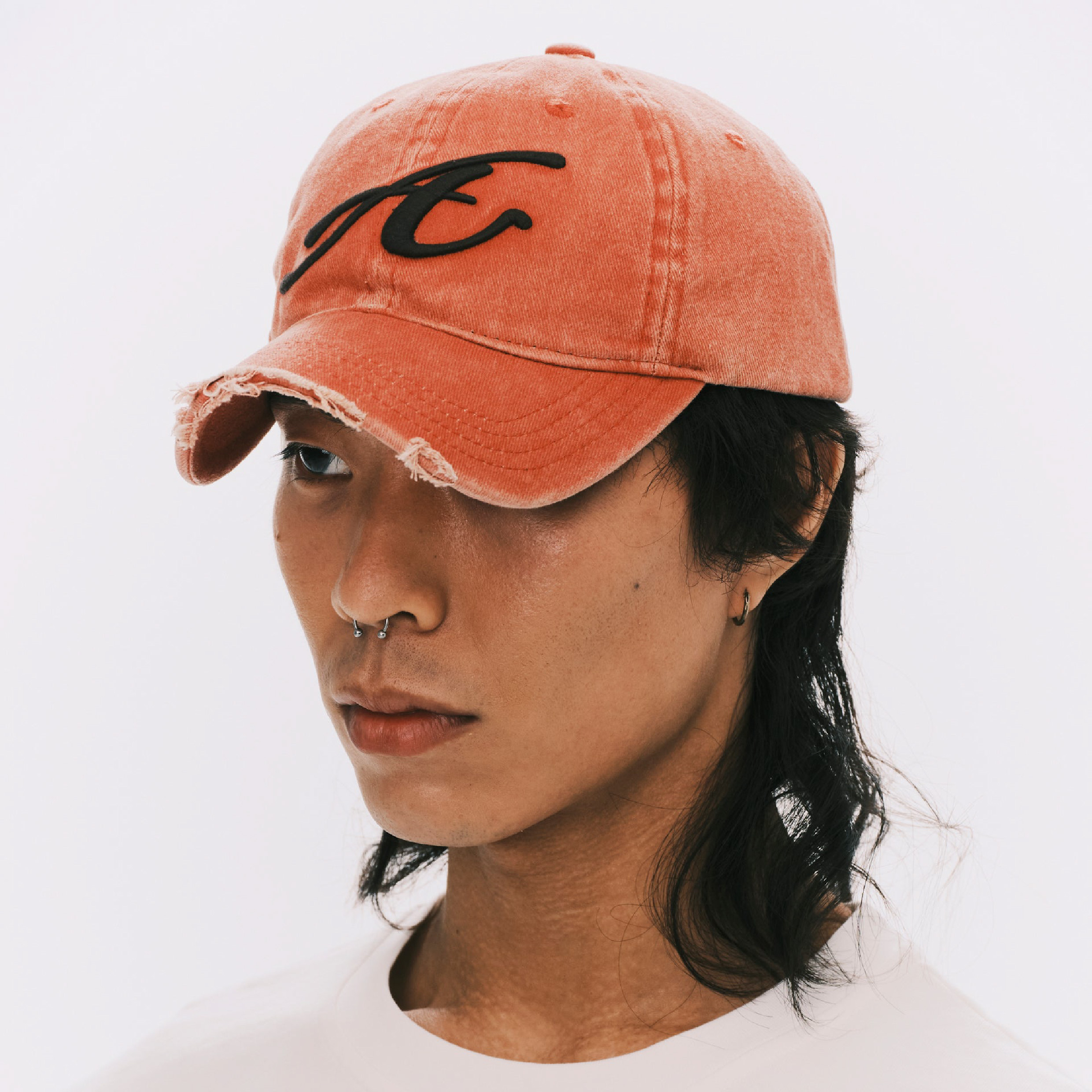 ANOWHEREMAN Raw Edge Baseball Cap - Red