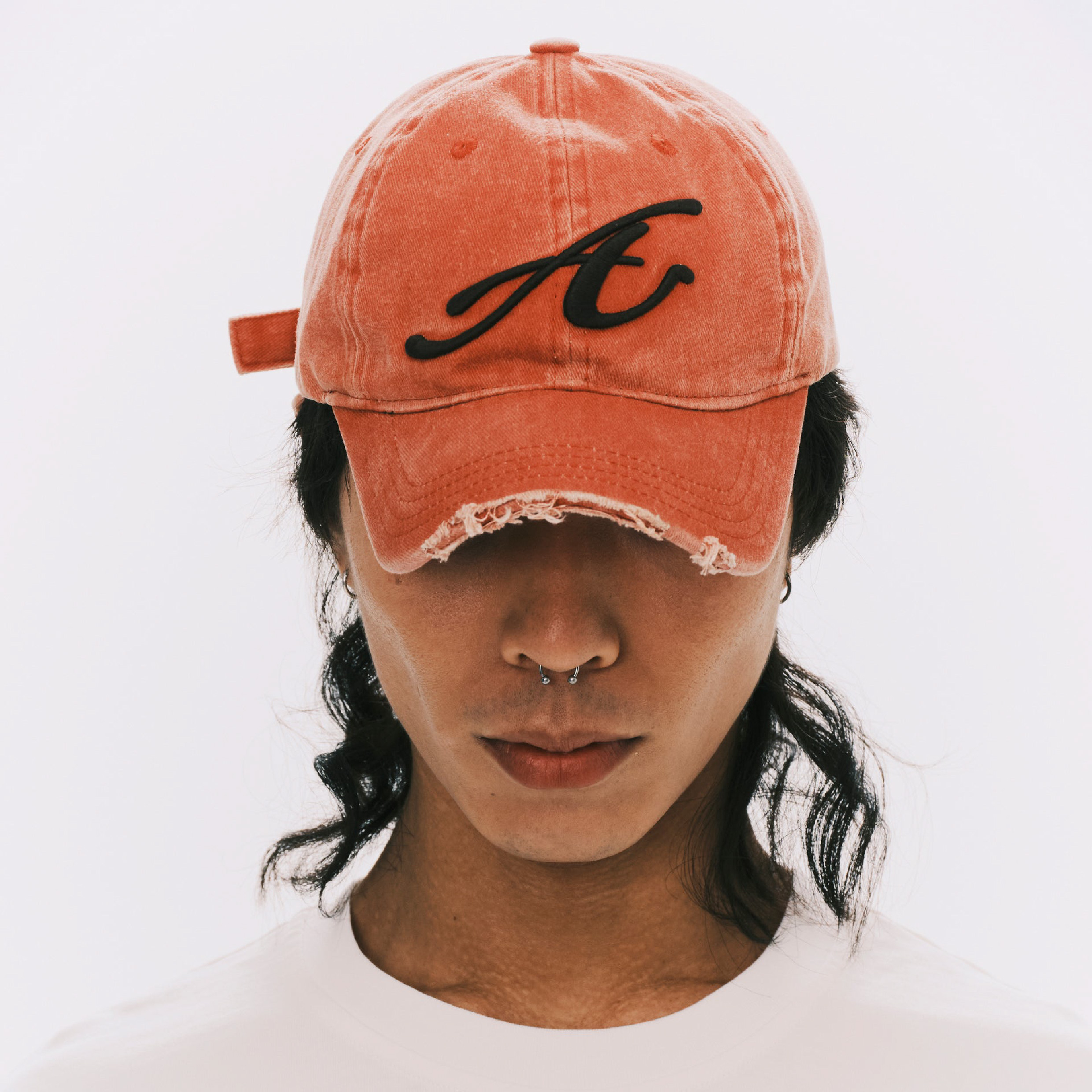 ANOWHEREMAN Raw Edge Baseball Cap - Red