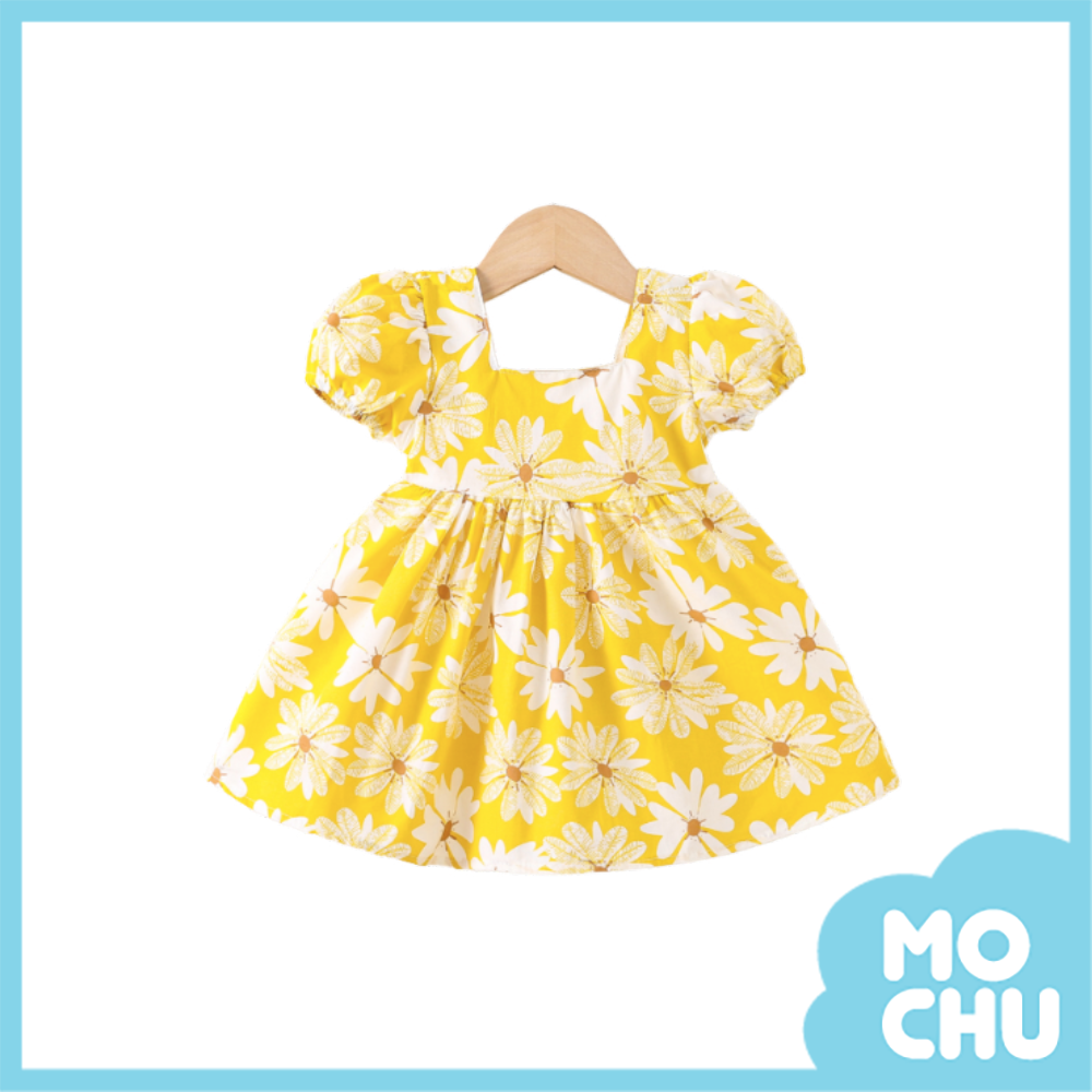 小雛菊後背蝴蝶結公主袖連身裙(三色)