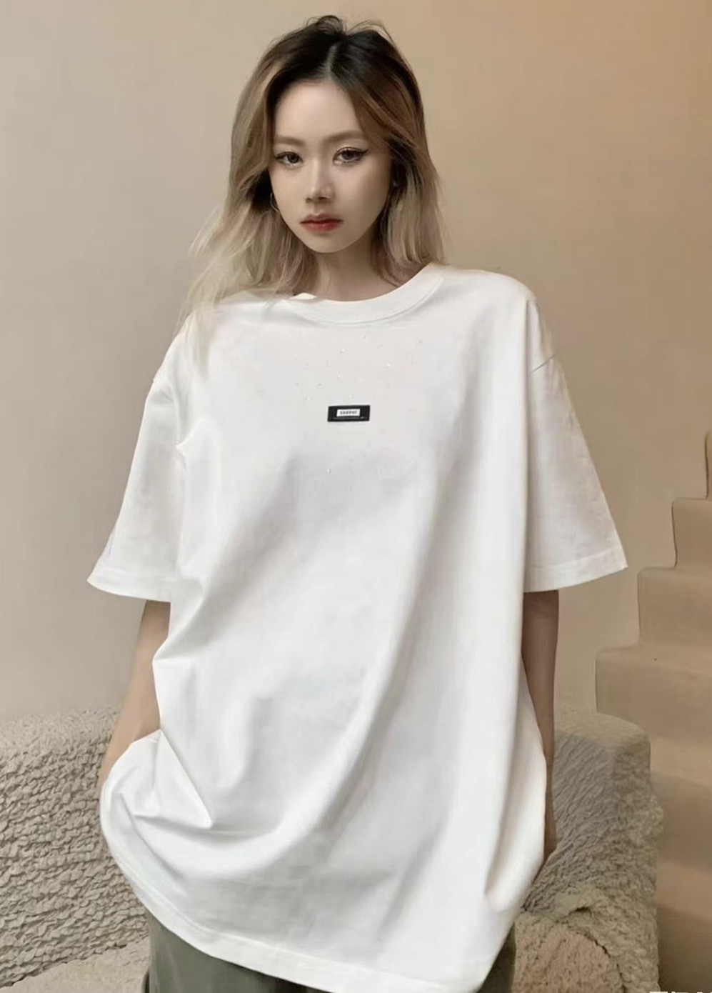 黑車標整件鑽鑽棉質衣