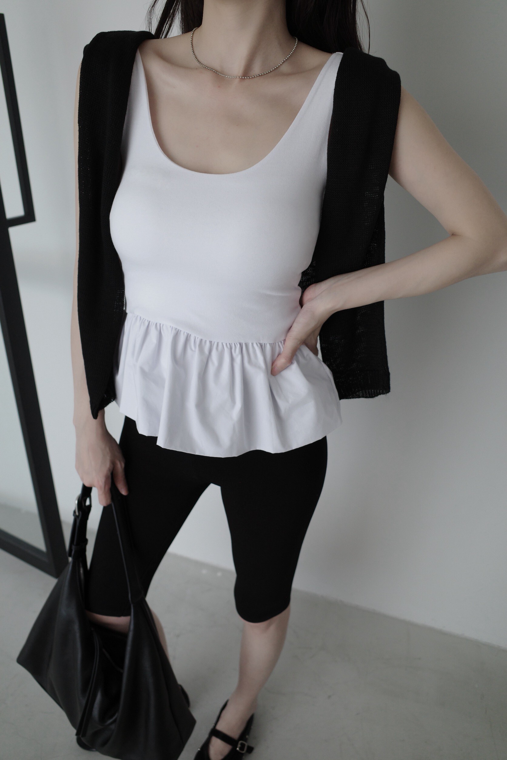🇰🇷(預購)#AO46 法式拼接上衣(黑/白)