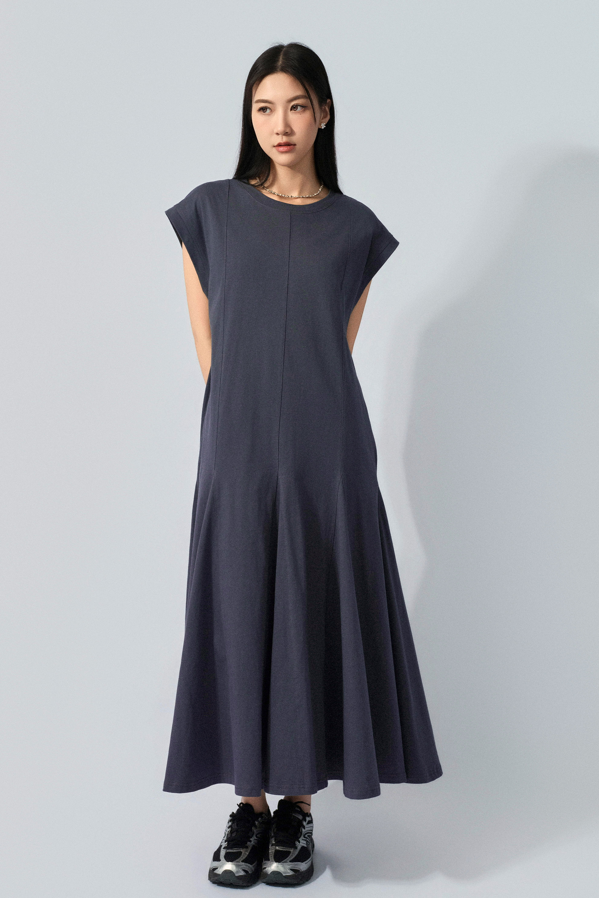 拼布傘腳洗水棉連身裙 (預購產品）