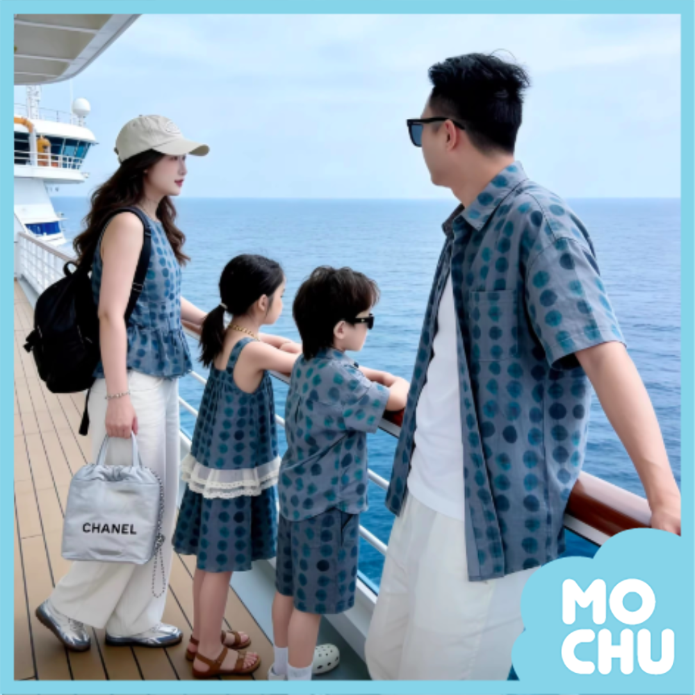 海洋波點造型親子裝