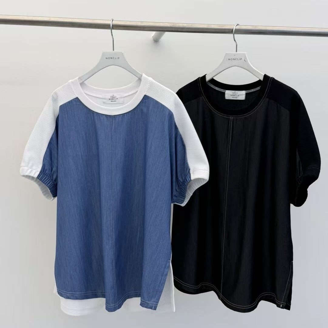 【Non-Clip】天絲牛仔布短袖TOP (A36-A37)