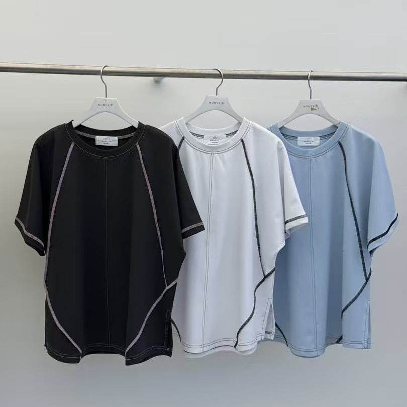 【Non-Clip】車線包邊冰絲短袖TOP (A38-A40)