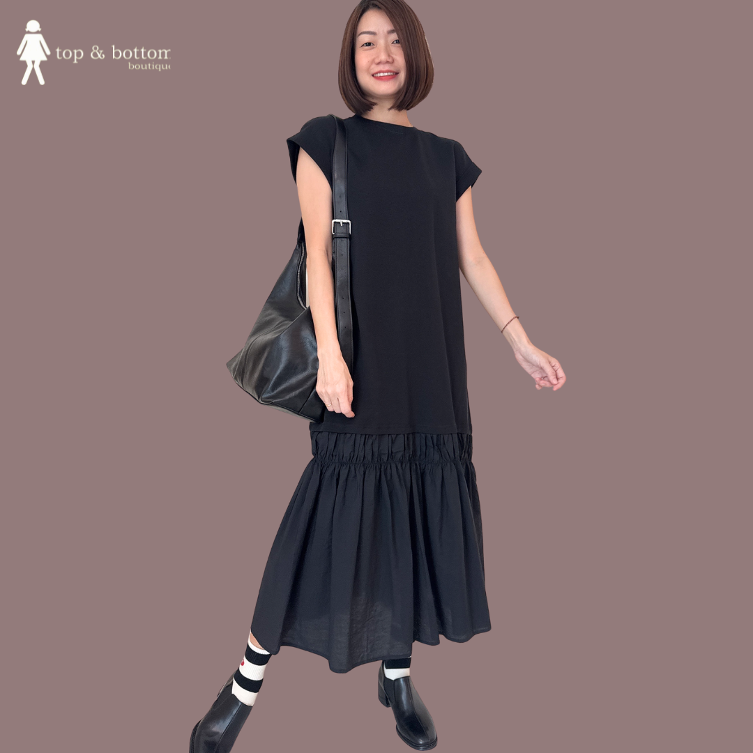 V SLEEVE CASUAL TWISTED BACK LONG DRESS