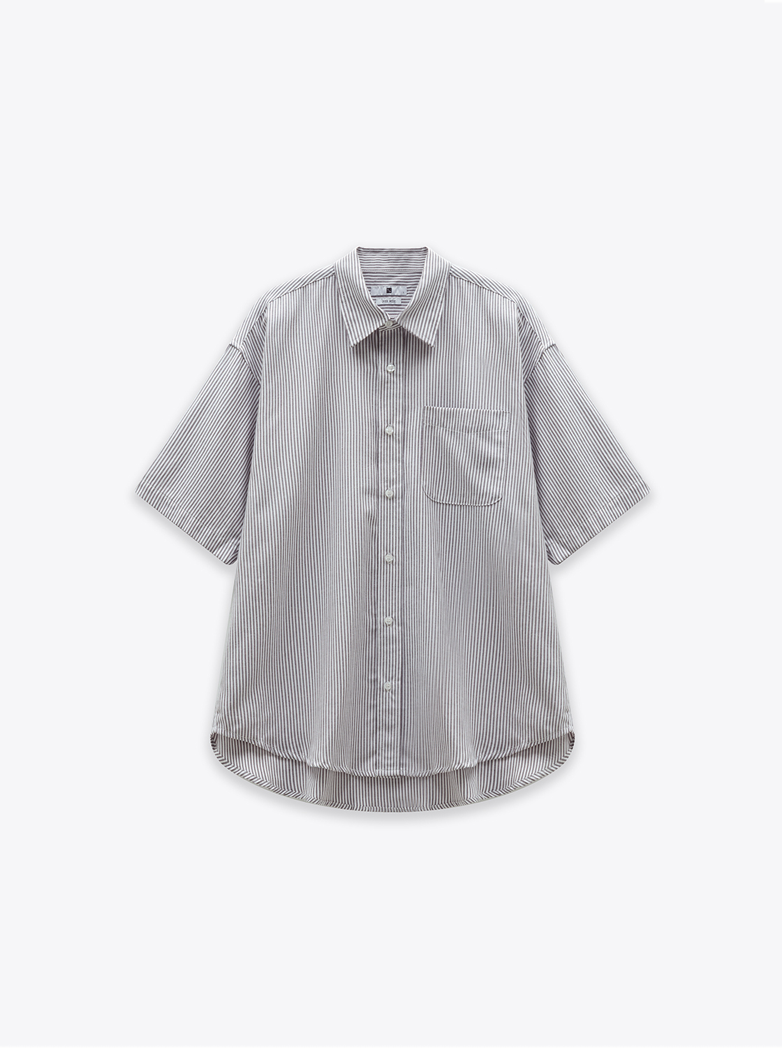 【期間限定】超寬型牛津條紋短袖襯衫