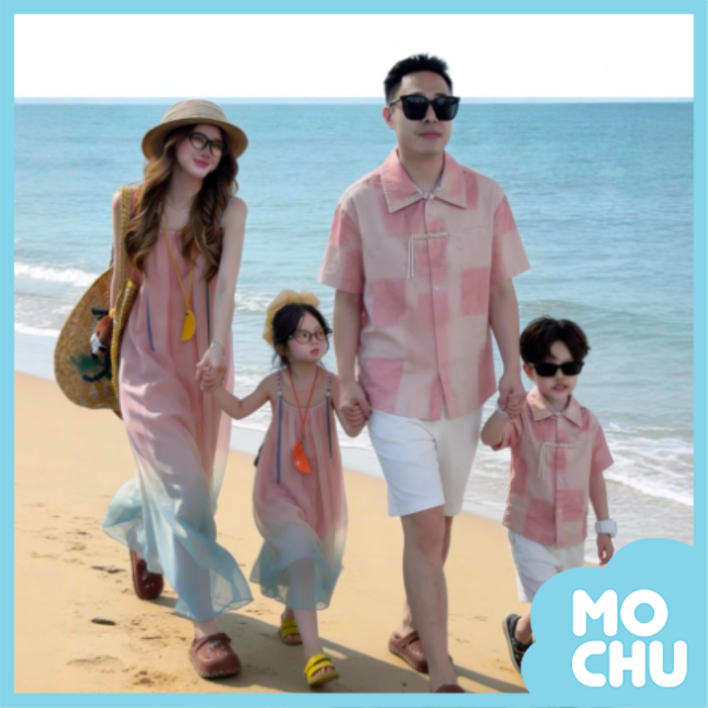 盤釦漸層紮染親子裝