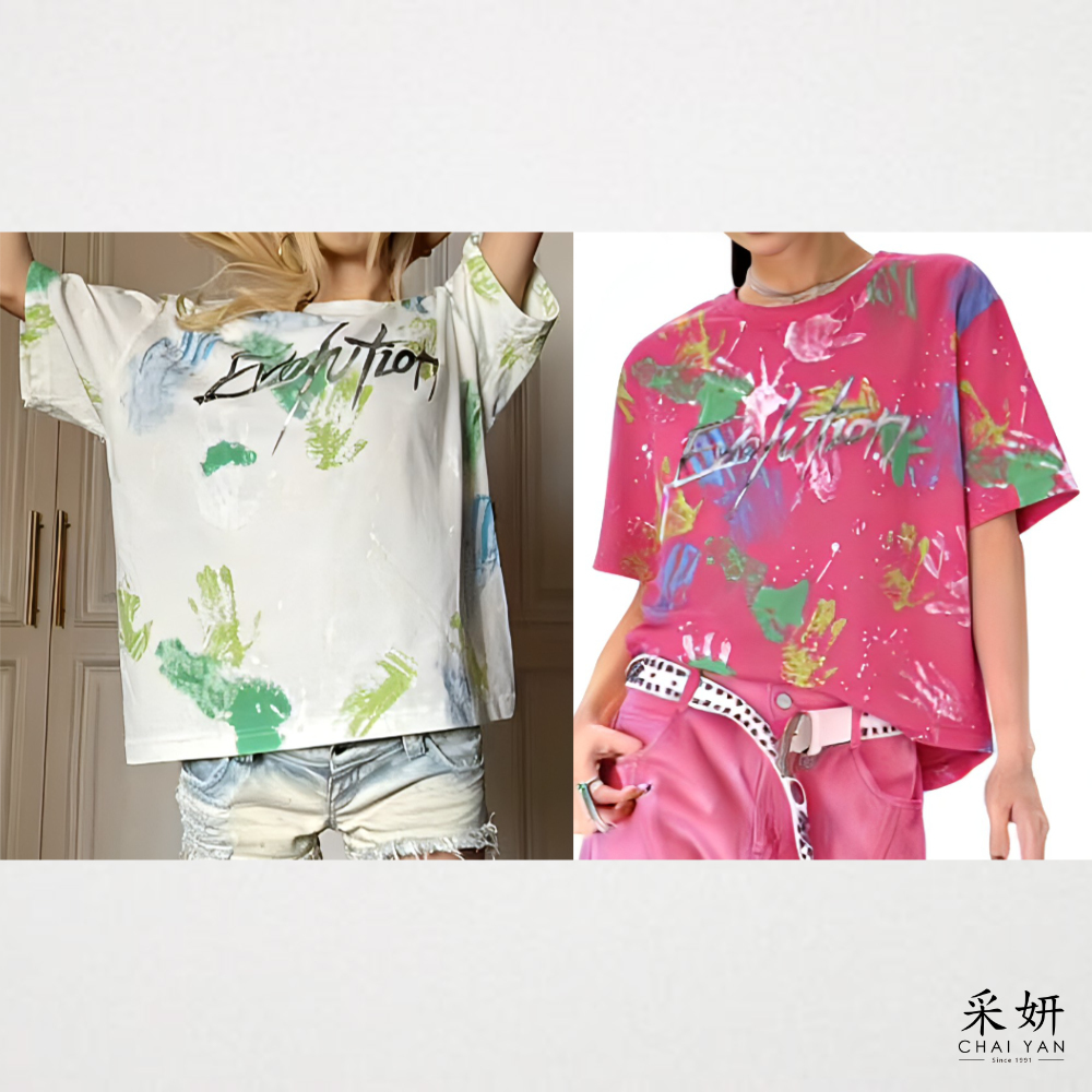 字母塑印短袖上衣