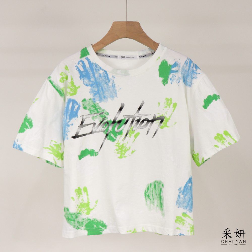 字母塑印短袖上衣