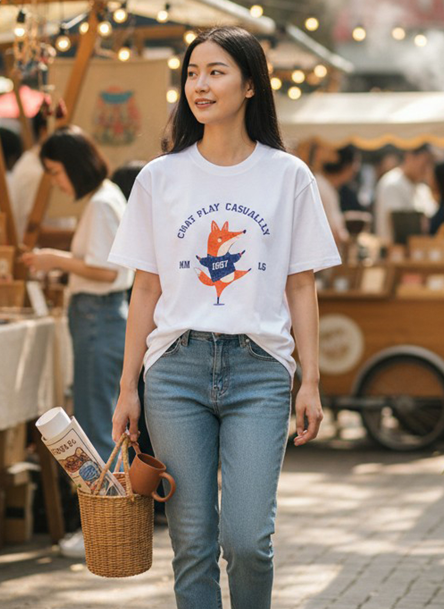 跳舞小狐狸T恤｜療癒系插畫・純棉寬鬆百搭款