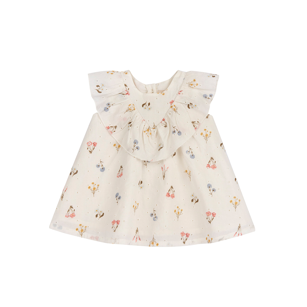 浪漫花語-滿版花朵洞洞布荷葉背心洋裝