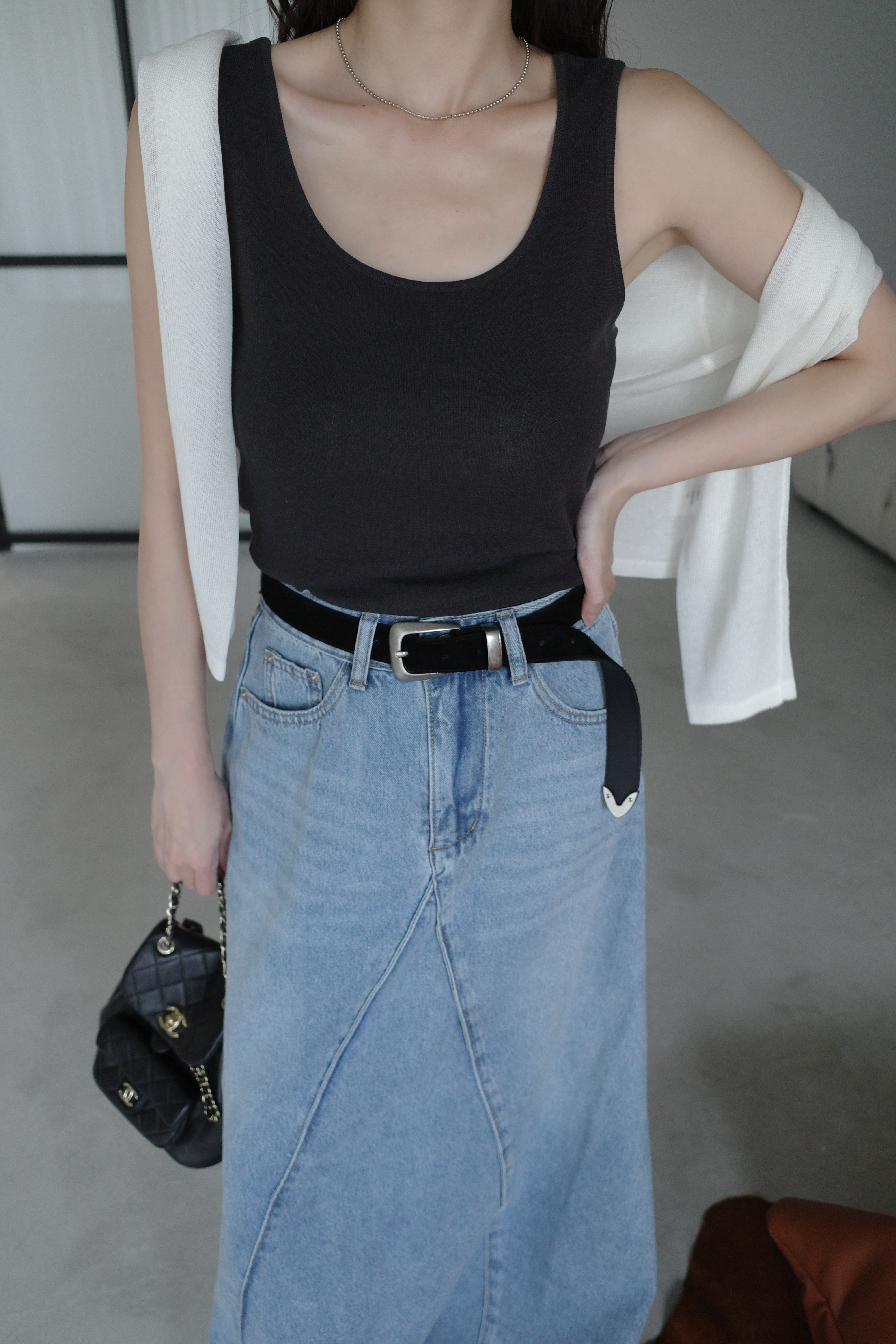 (預購)#AO08 彈力針織背心(深灰/米白/淺灰)