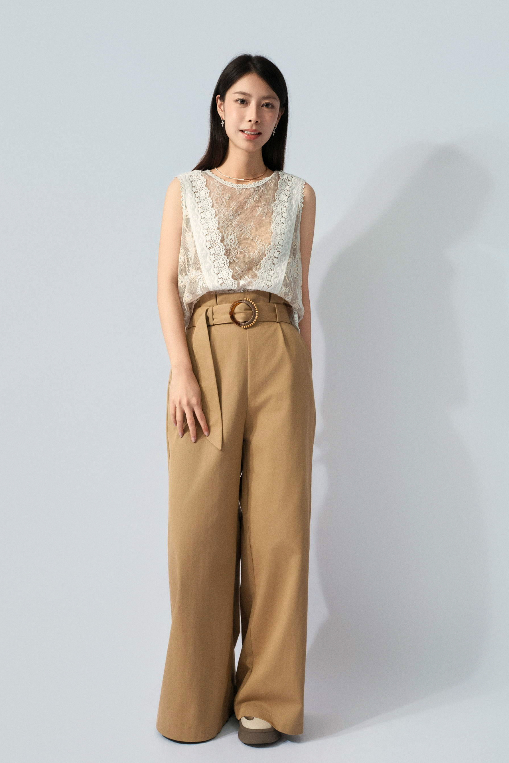 棉繩花雙層網紗背心 (預購產品）