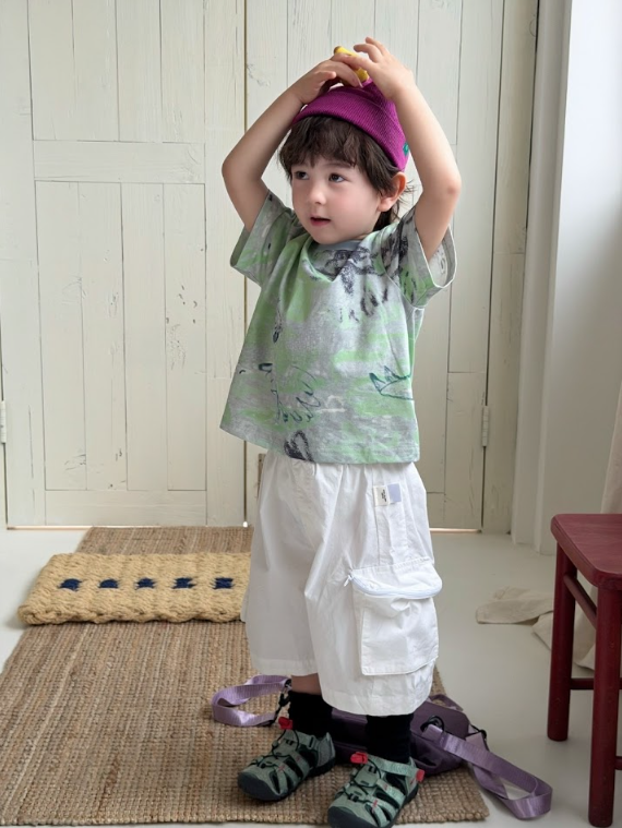 DDC04B114WE  DODO Wardrobe -酷白都市型格工裝側袋鬆身短褲
