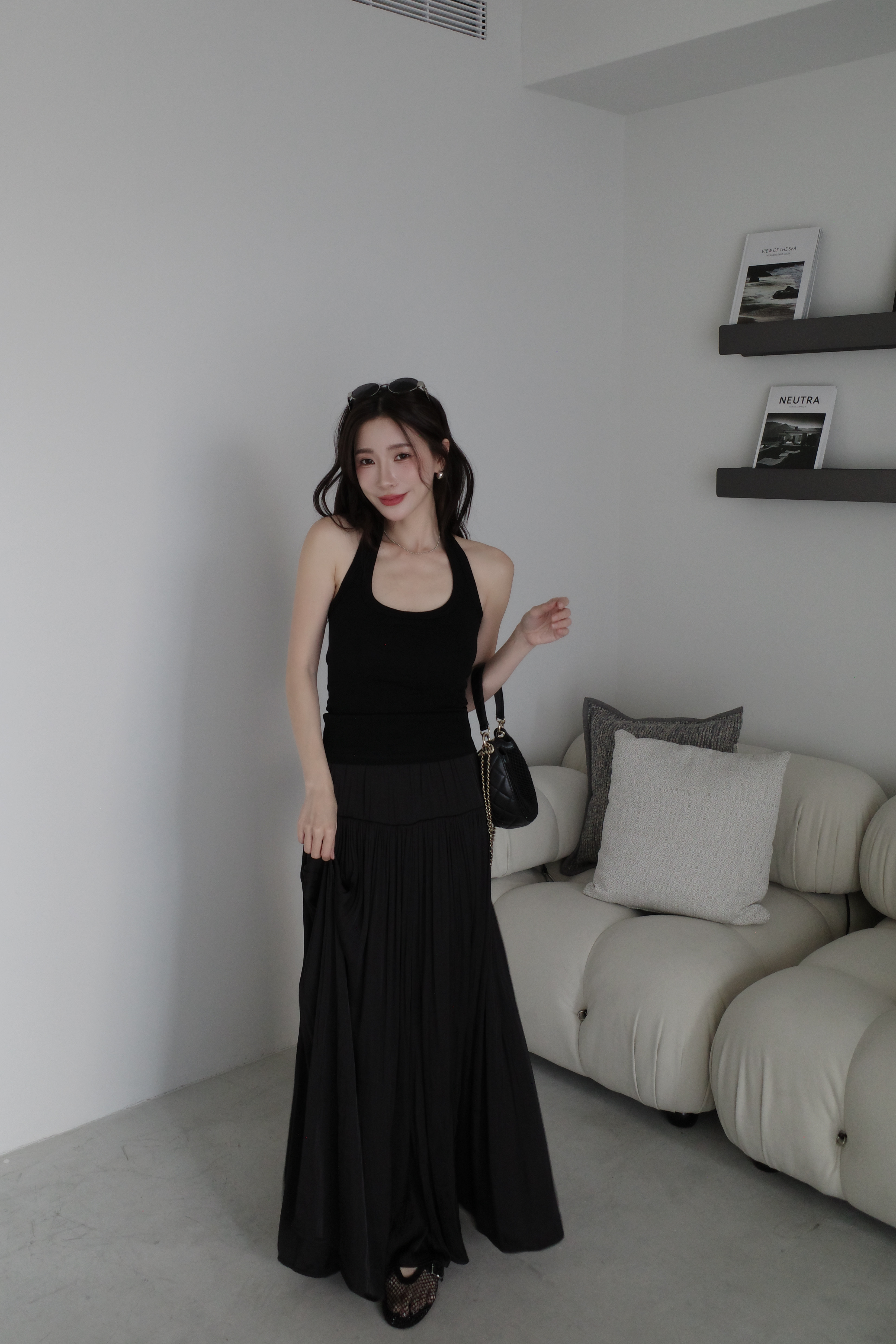 (預購)#AO24 法式緞面長裙(黑/杏/灰)