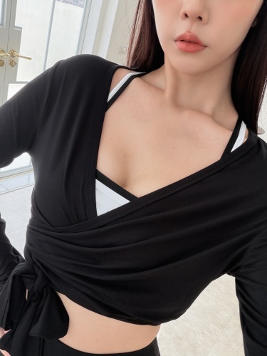 Fairy top 綁帶長袖罩衫 / 黑