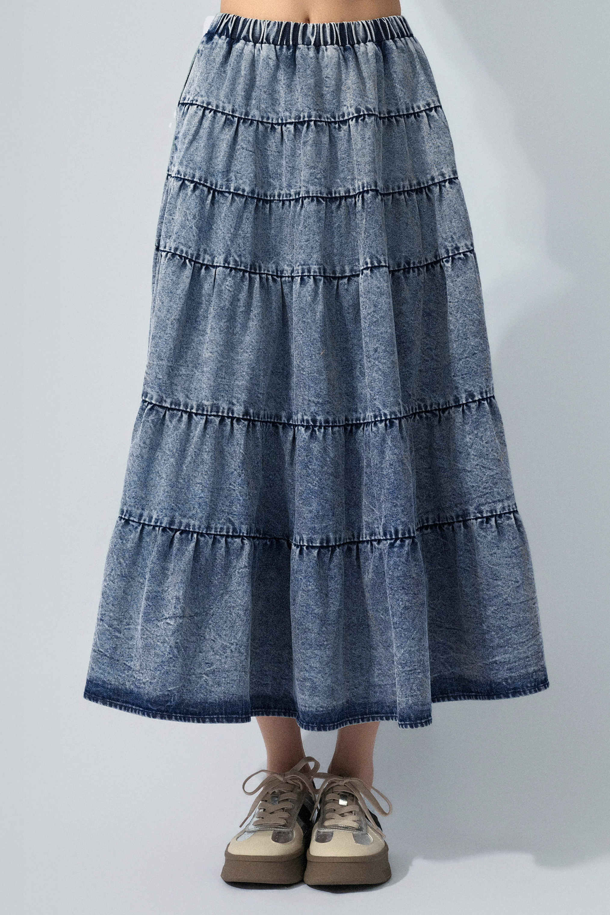 層層蛋糕石磨洗水牛仔裙（預購產品）