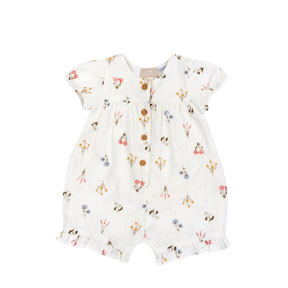 浪漫花語-滿版花朵洞洞布短袖兔裝