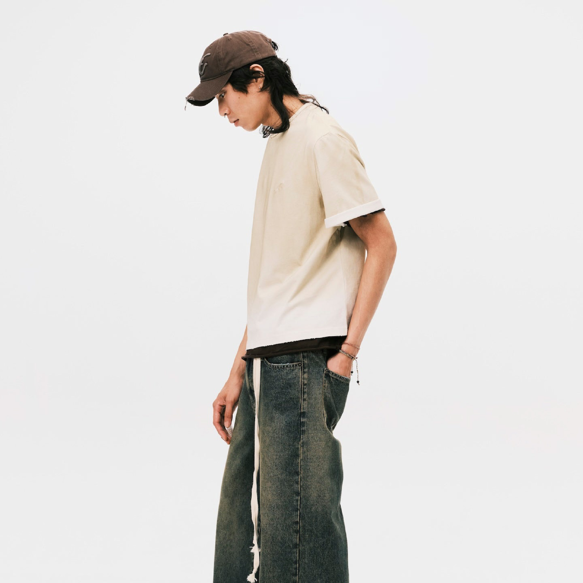 ANOWHEREMAN "A" Dirty Washed Cropped SS Tee