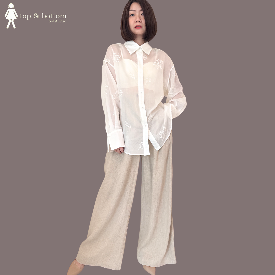 HIGH WAISTED LINEN WIDE LEG PANT
