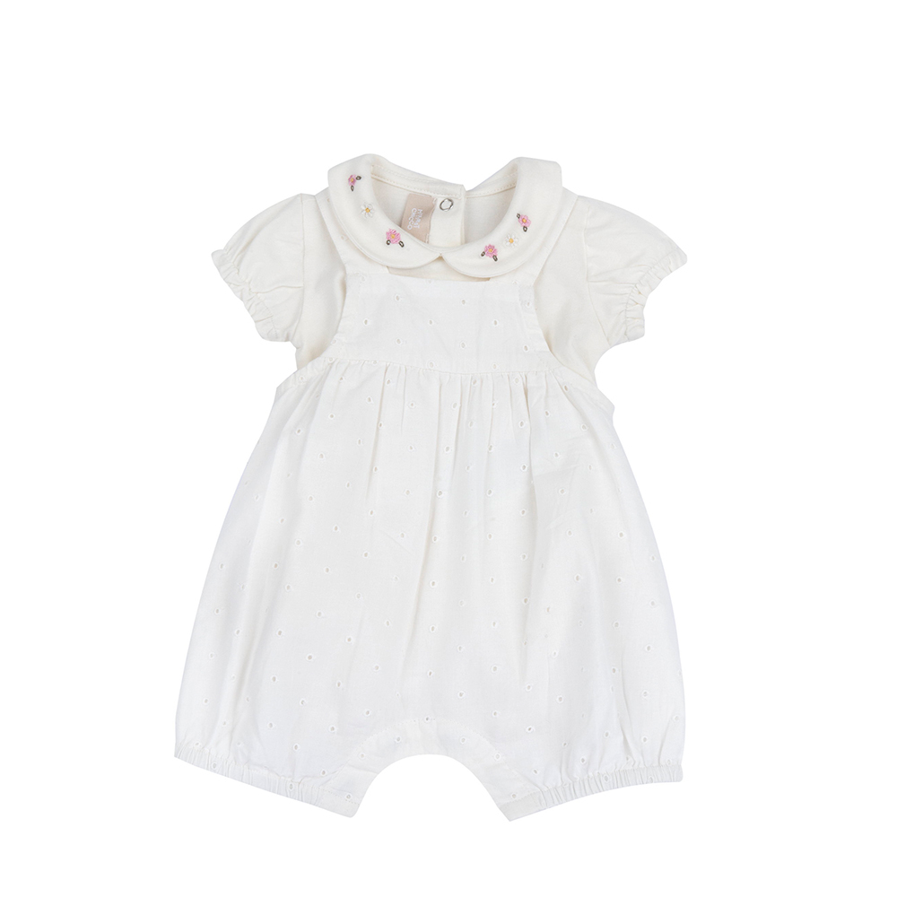 浪漫花語-有領連身衣+洞洞布背心褲套裝