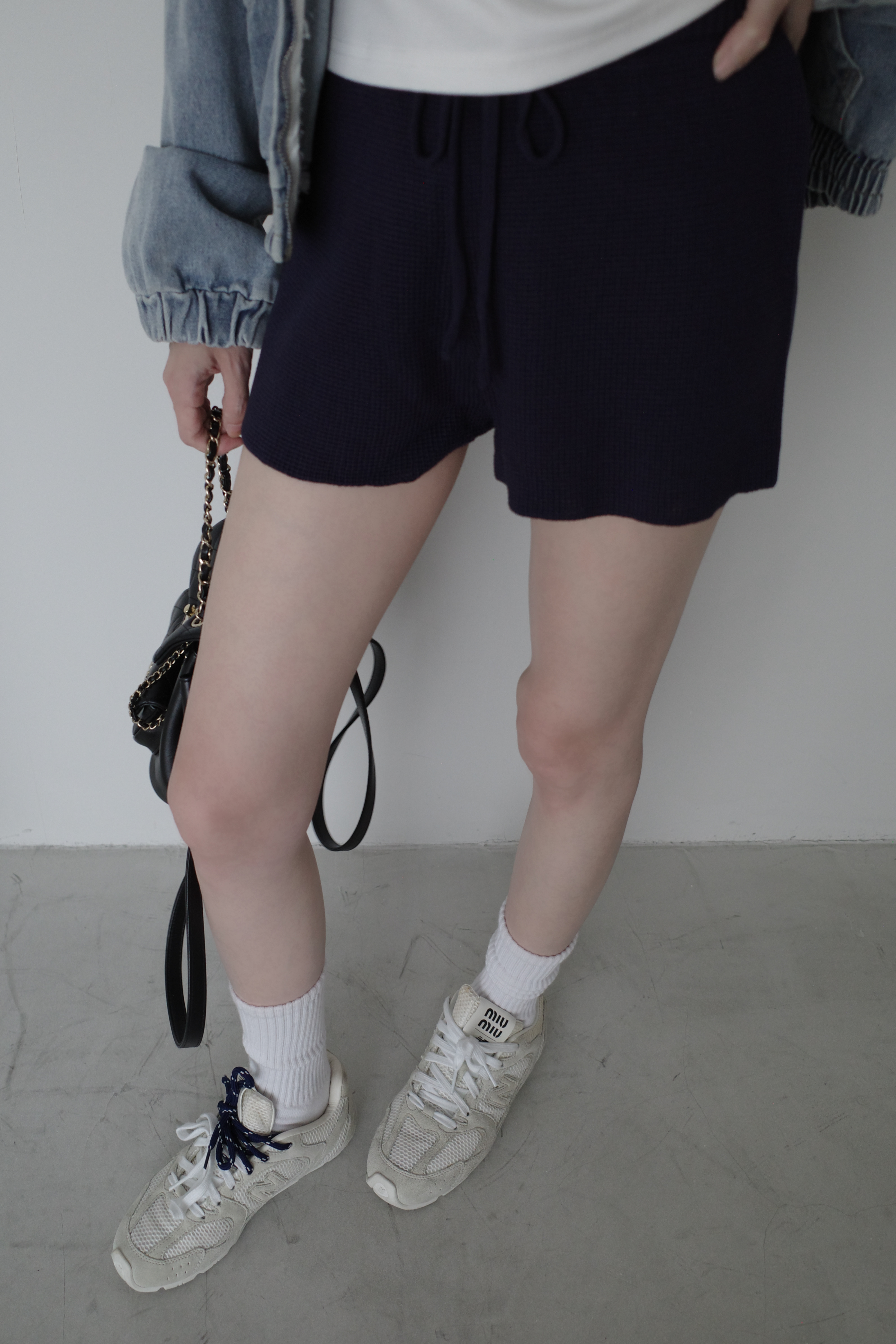 (預購)#AO20 抽繩針織短褲(白/黑/灰/藍)
