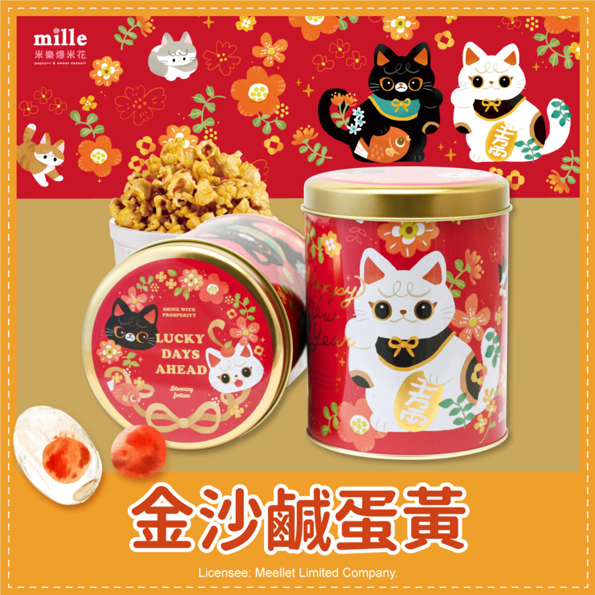 wwiinngg新春福運招財貓罐爆米花