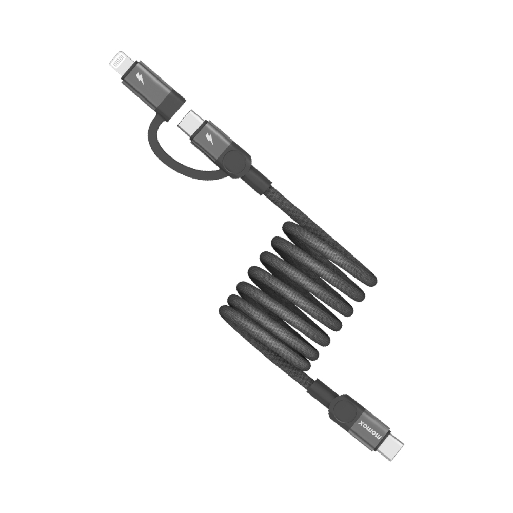 Mag.Link  MFI蘋果認證 USB-C to C & Lightning 60W磁吸連接線-(2m)-黑