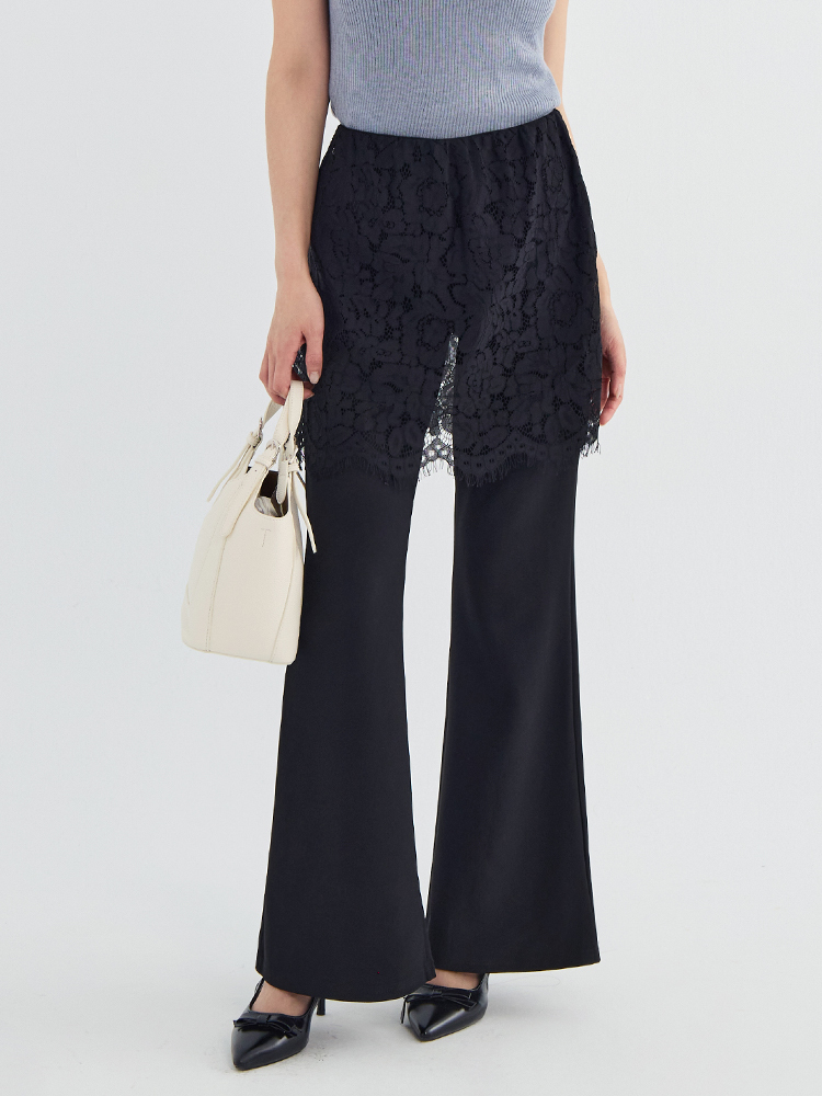 蕾絲拼接氣質喇叭褲