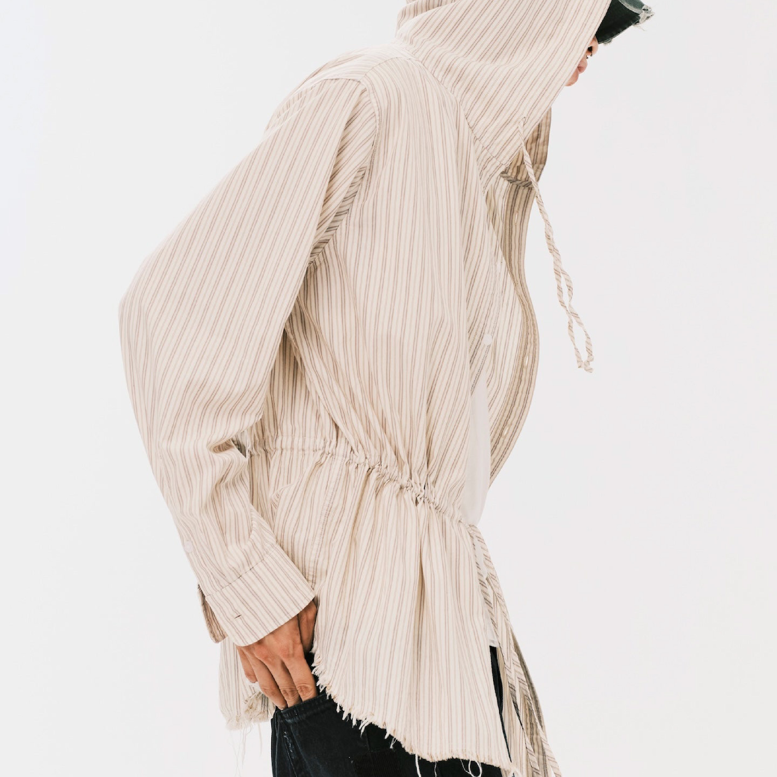 ANOWHEREMAN Stripe Hoodie Shirt