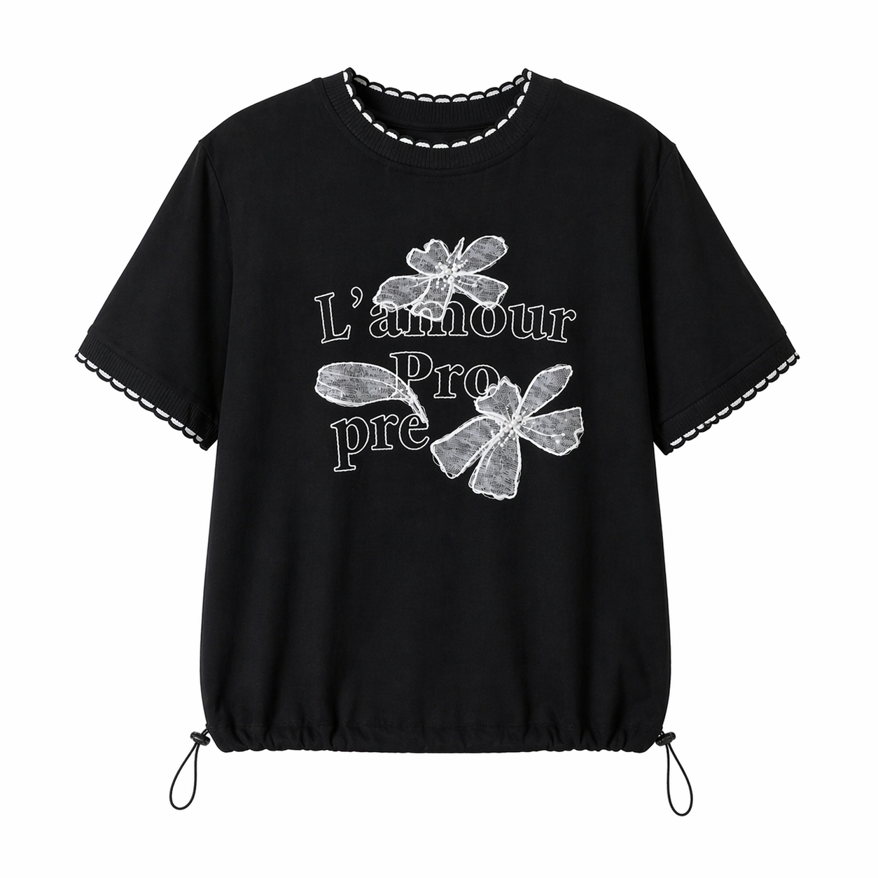 L'amour Propre 花卉印花抽繩短版上衣