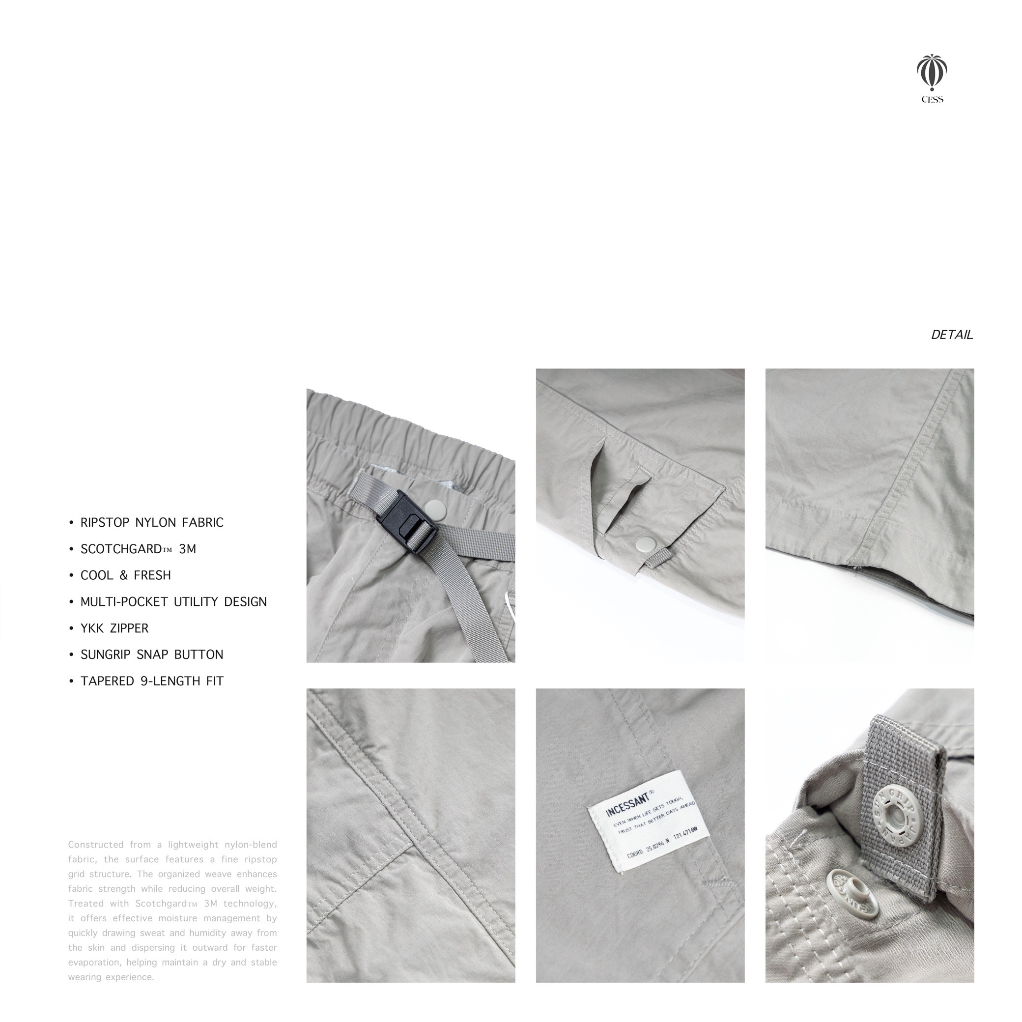 CESS® - 26SS " Pueple Label " Ripstop Multi-Pocket Tapered 9-Length 「 PL.01 」
