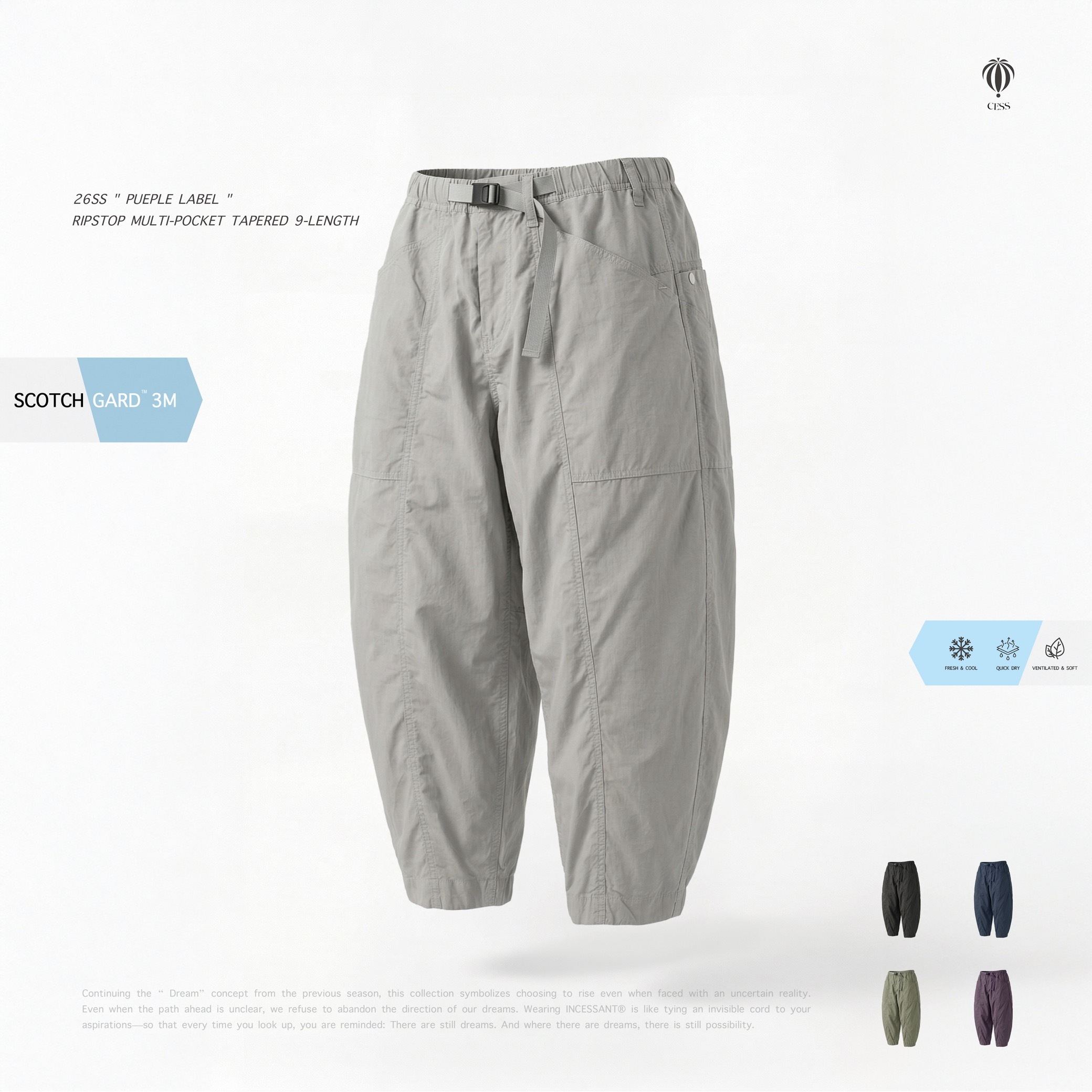 CESS® - 26SS " Pueple Label " Ripstop Multi-Pocket Tapered 9-Length 「 PL.01 」