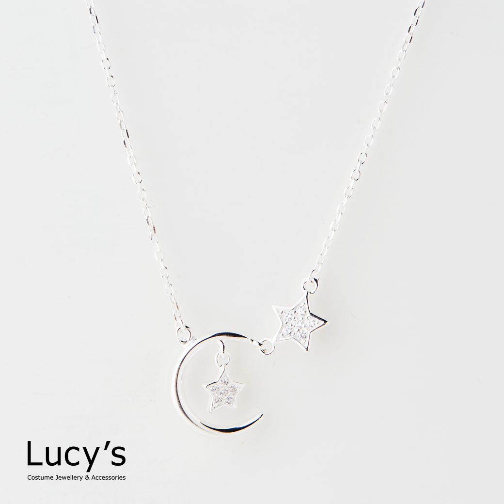 925純銀 彎月星願 項鍊 (127243)