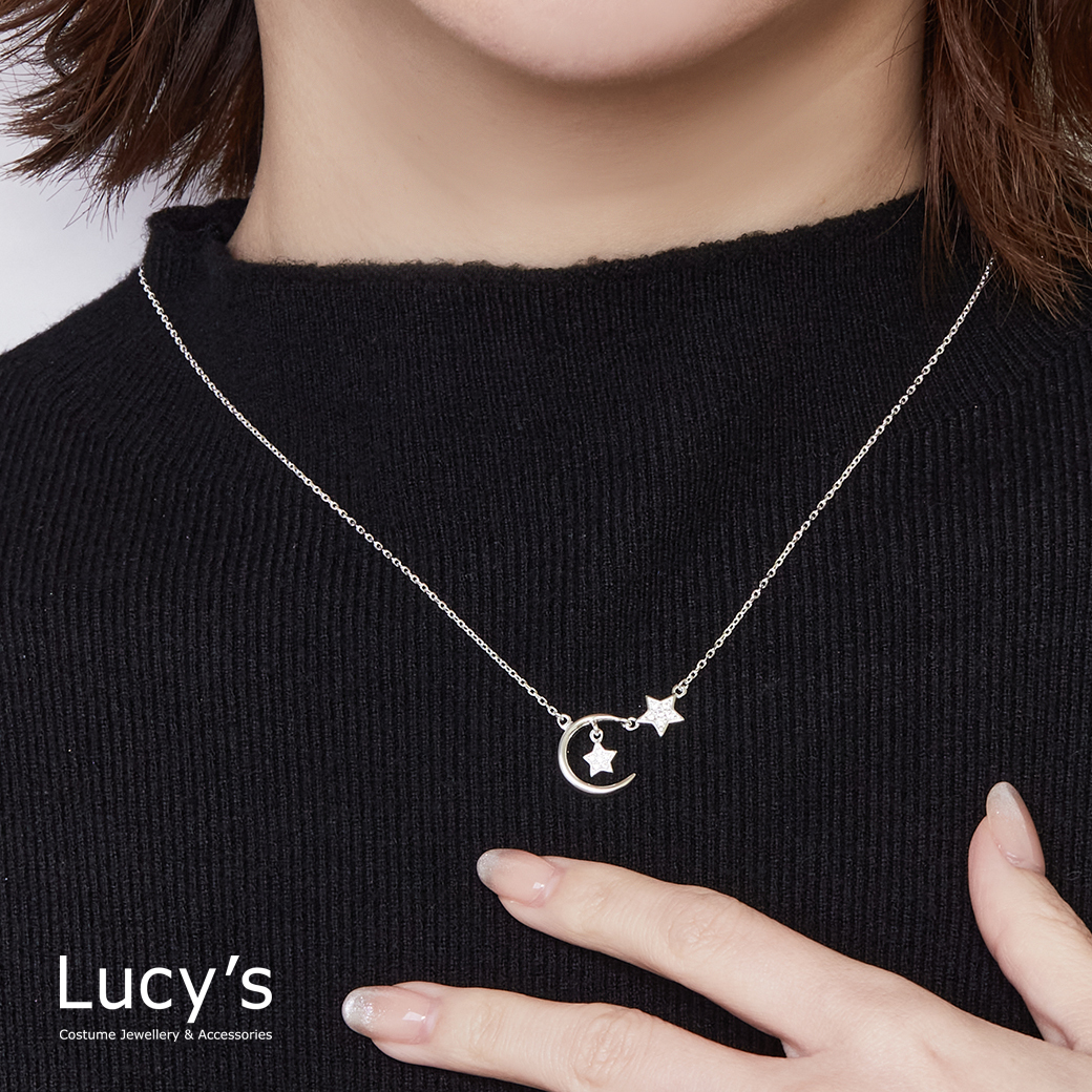 925純銀 彎月星願 項鍊 (127243)