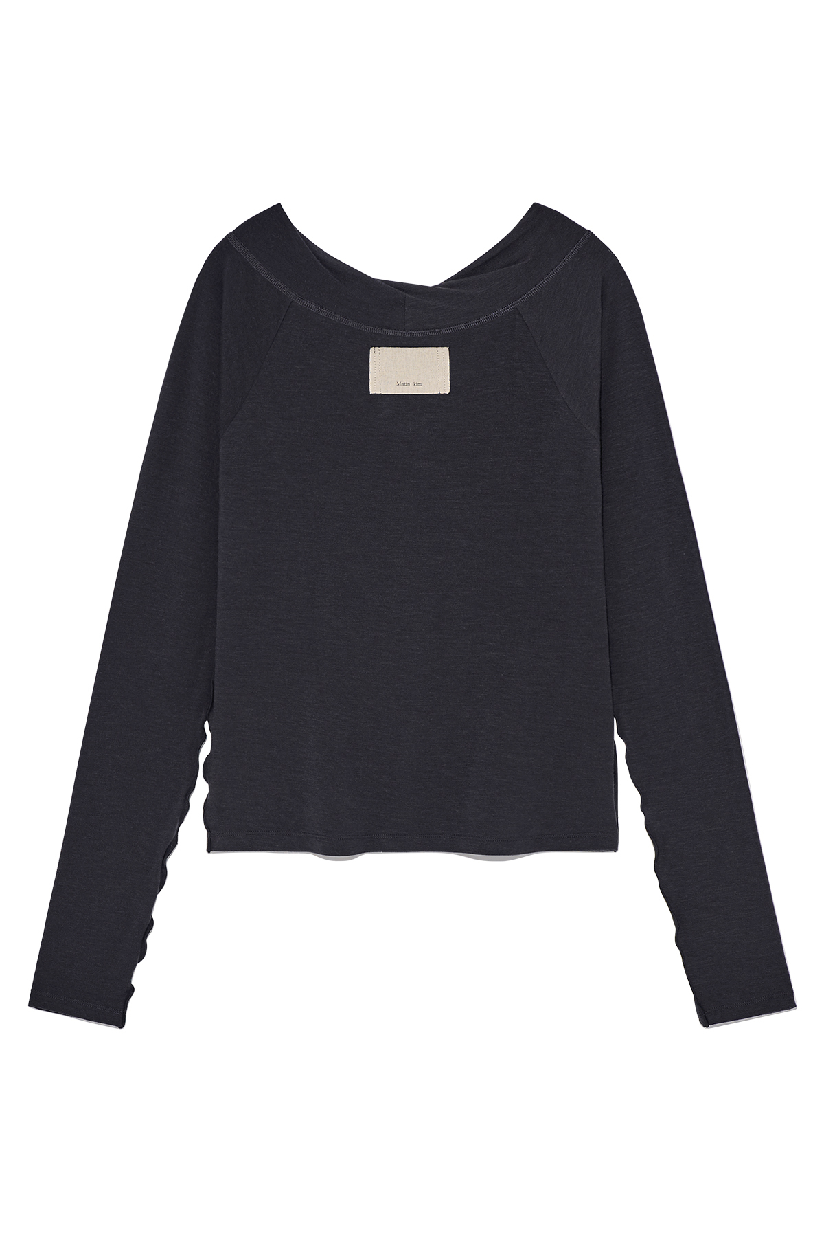 寬領扭結修身上衣 炭灰