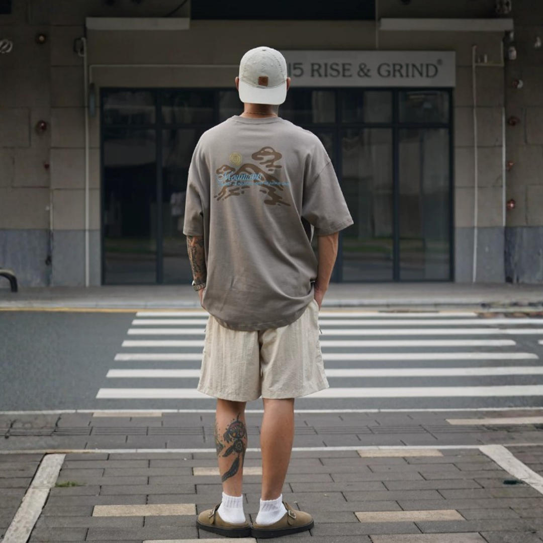 山系厚板印花純棉短袖