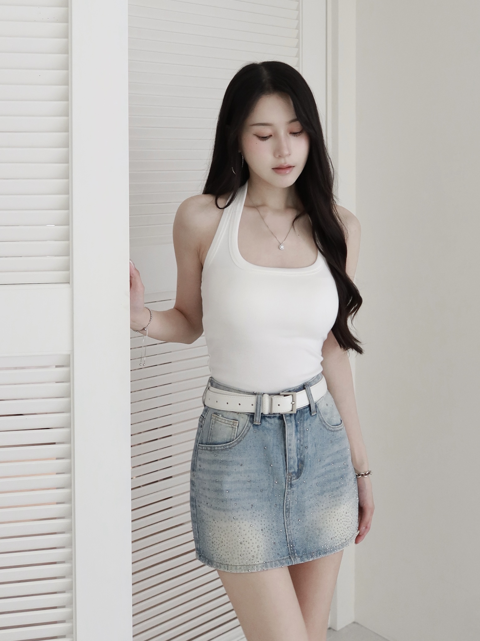 爆亮鑽牛仔A字短裙