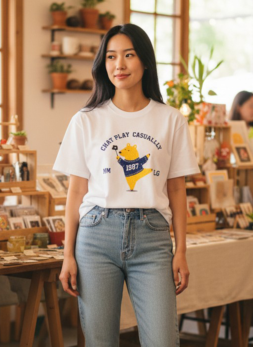 今天就輕鬆一點，穿可愛出門 | 小熊插畫棉T