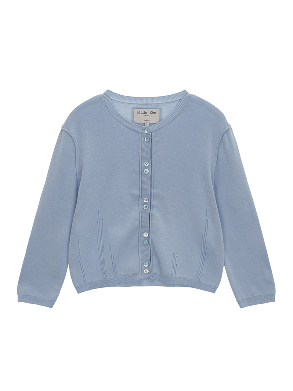 七分袖圓領針織上衣 淺藍