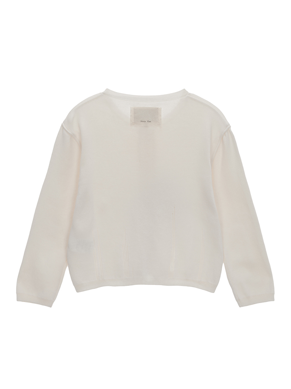 七分袖圓領針織上衣 白色