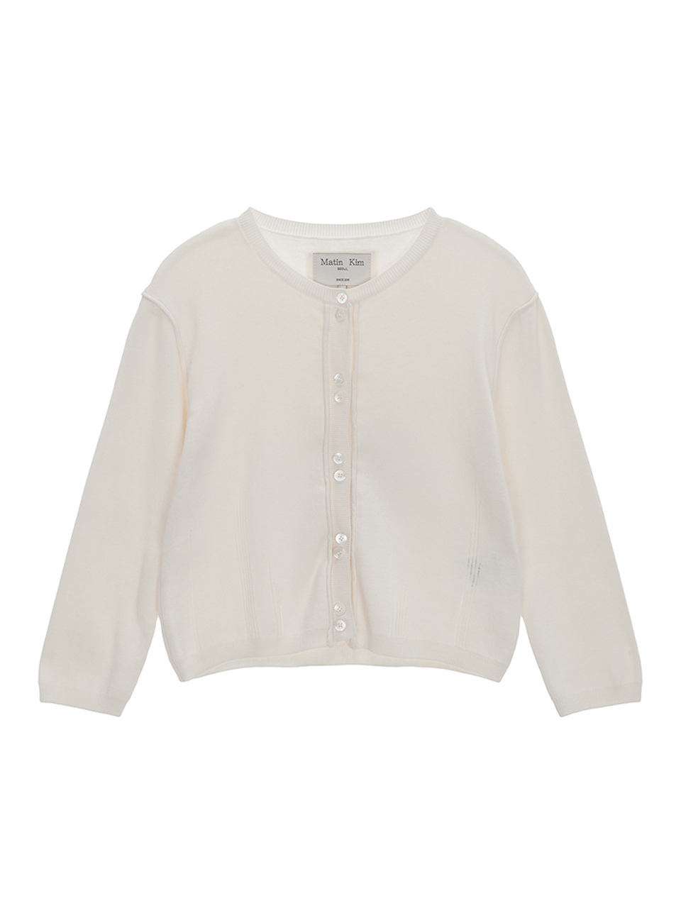 七分袖圓領針織上衣 白色