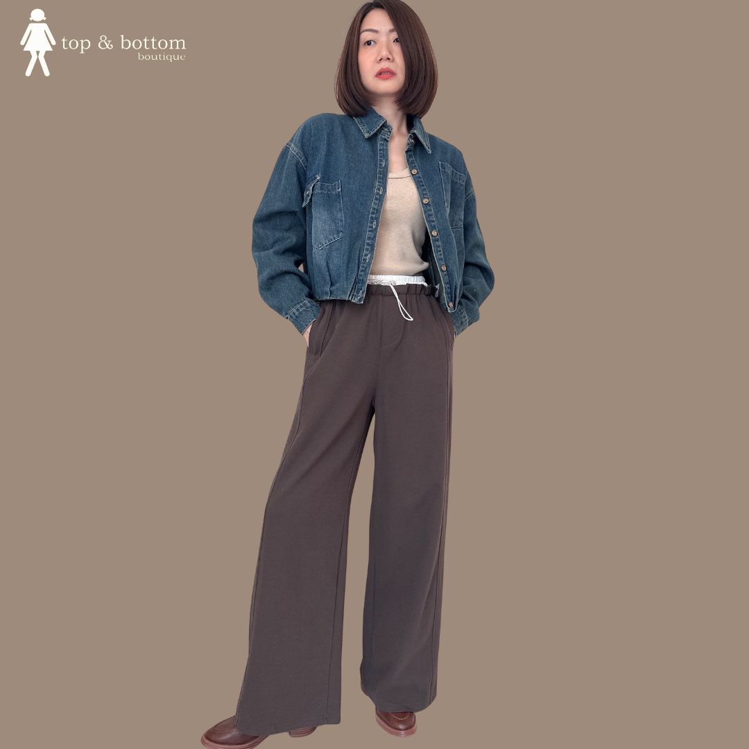 LONG SLEEVE DENIM POCKET SHORT BLOUSE