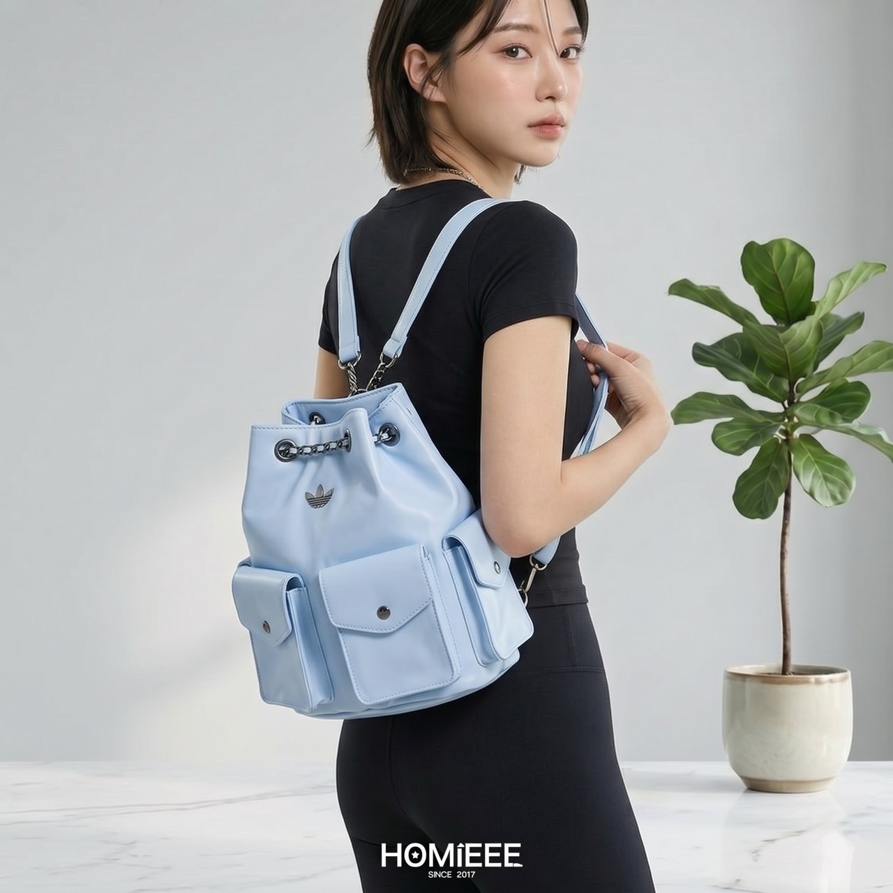 Adidas Originals Backpack 後背包 小香風 皮革 藍色 [KW4751]