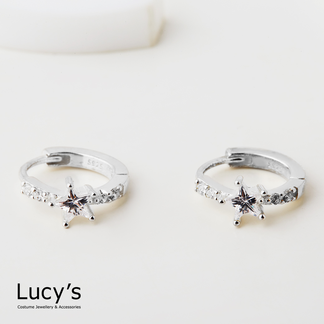 925純銀 閃耀星光 易扣耳環 (127144)