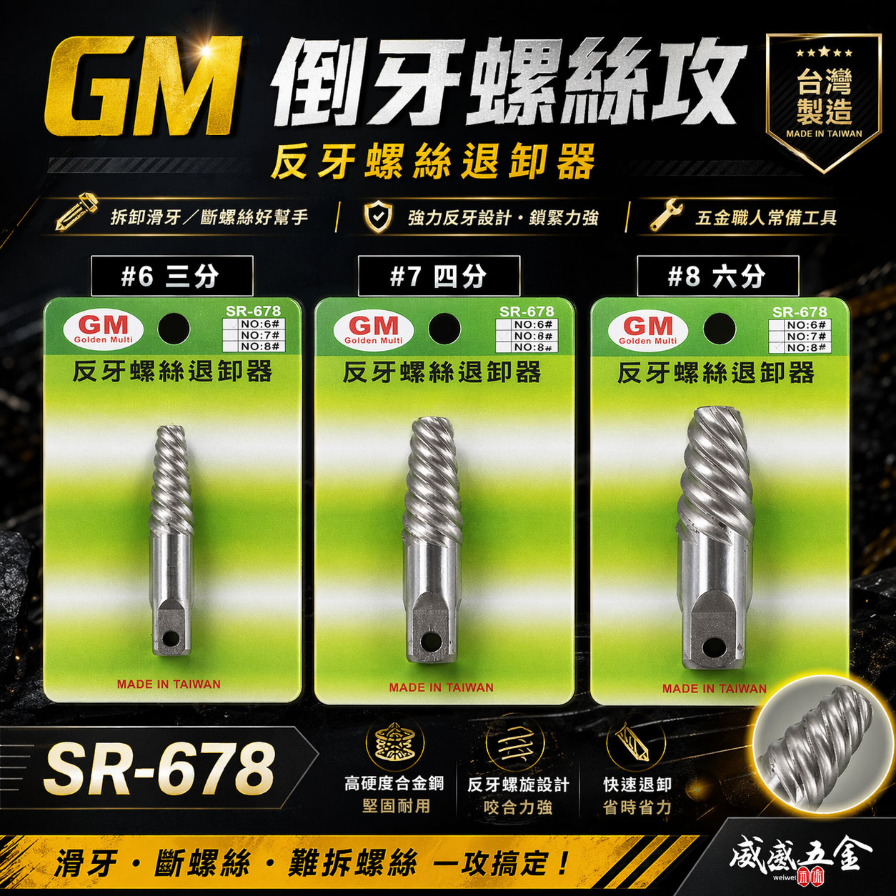 GM｜#6 #7 #8 斷牙螺絲取出器 反牙絲攻 反牙螺絲退卸器 倒牙螺絲攻 拔取器 退牙器 水管退牙