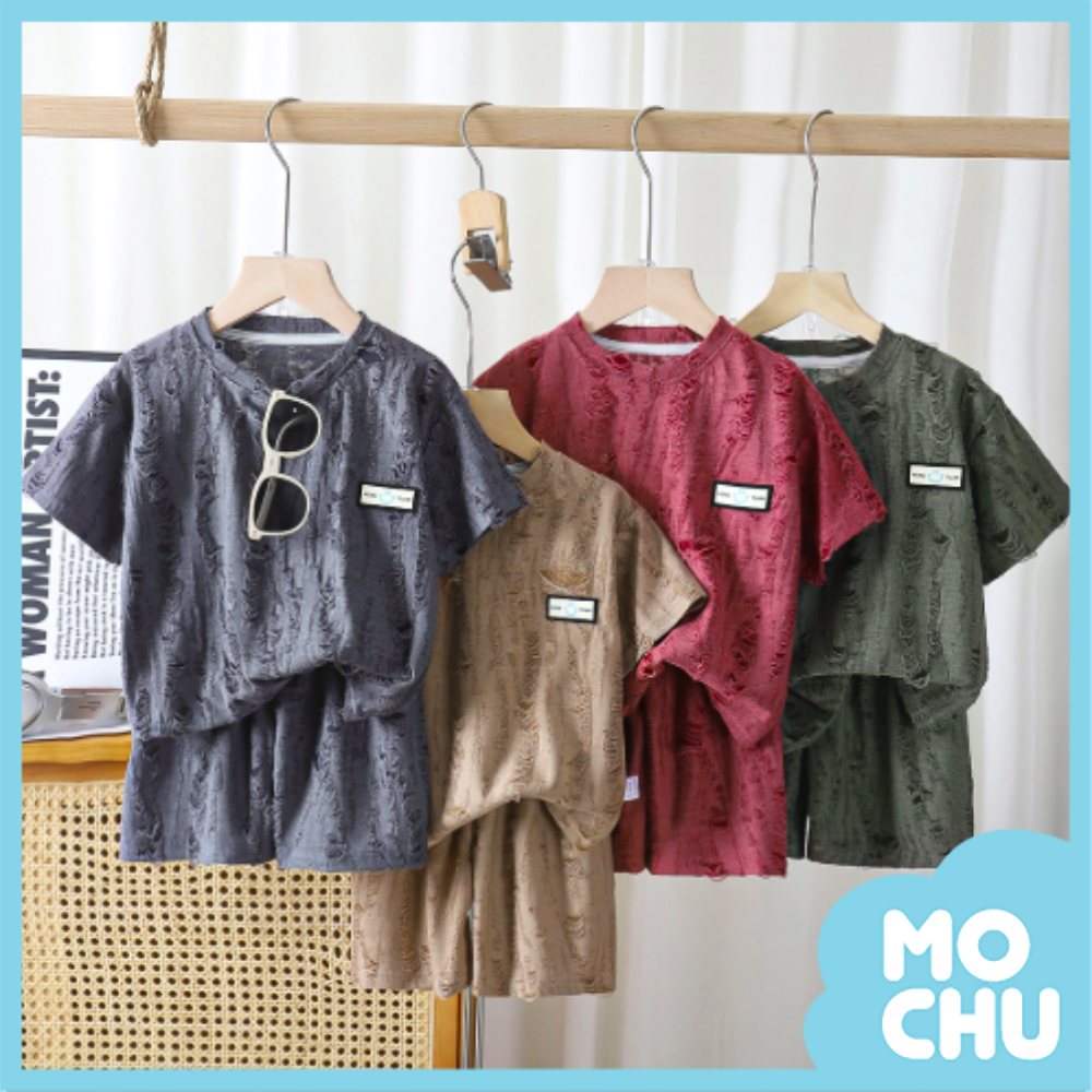 刷破隨性短袖套裝(四色)
