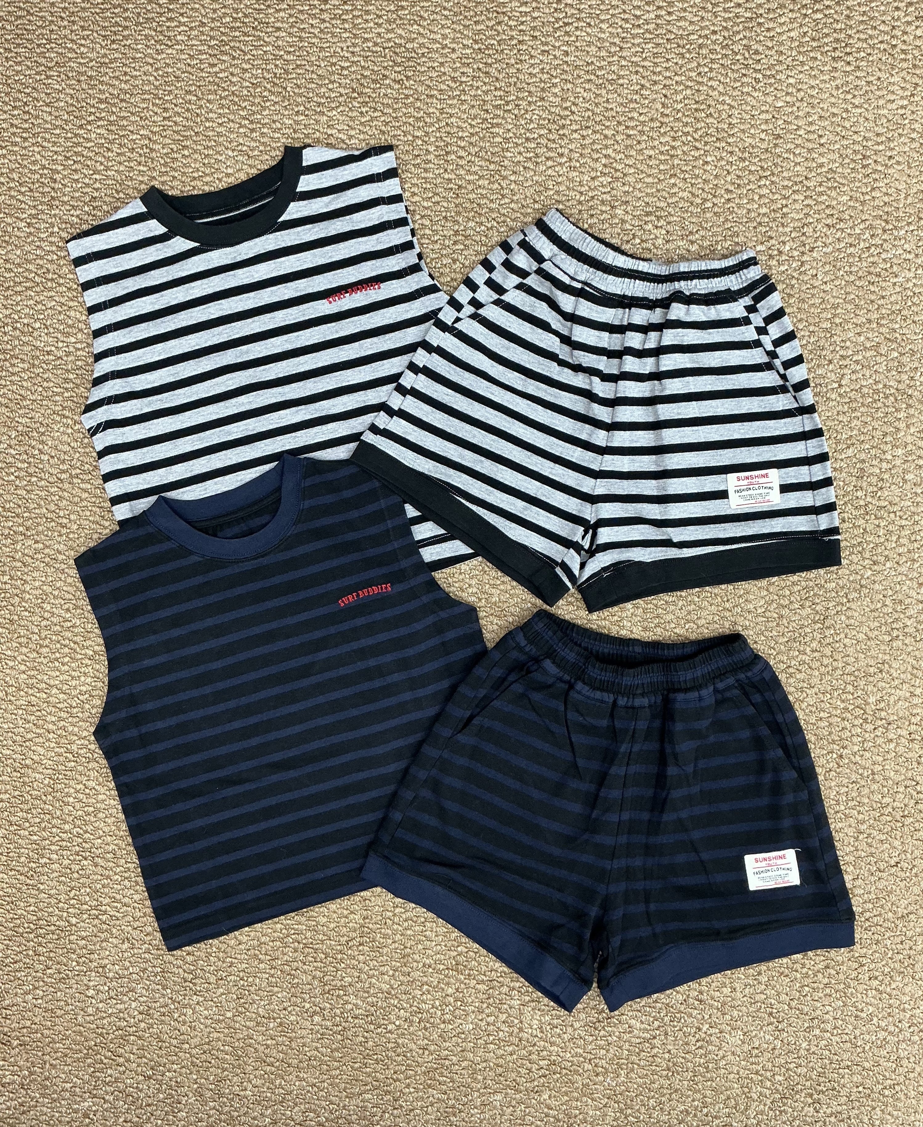 A04957條紋無袖套裝